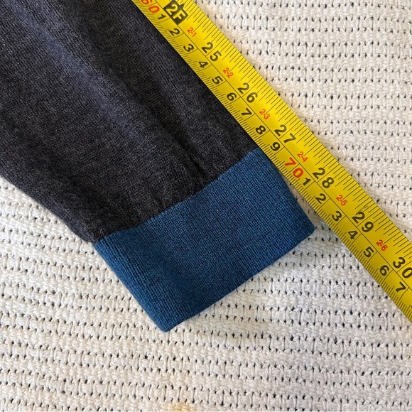 Ted Baker Men’s Size XL (5) Merino Wool Charcoal Sweater with Teal Trim Office - Picture 8 of 9